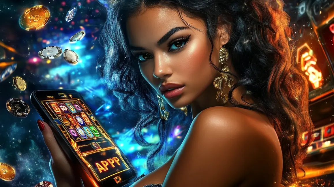 In a packed stadium, a woman holds a phone with a sports betting app, showcasing the thrilling live betting experience and instant access to odds you get with PKPLAY.