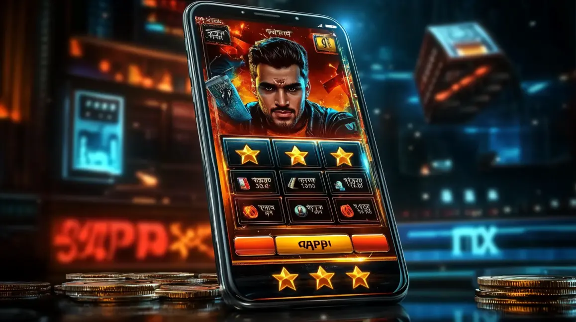 In a packed stadium, a woman holds a phone showing the PKPLAY app, your all-access pass to live sports betting and instant, in-play wagers on every game.